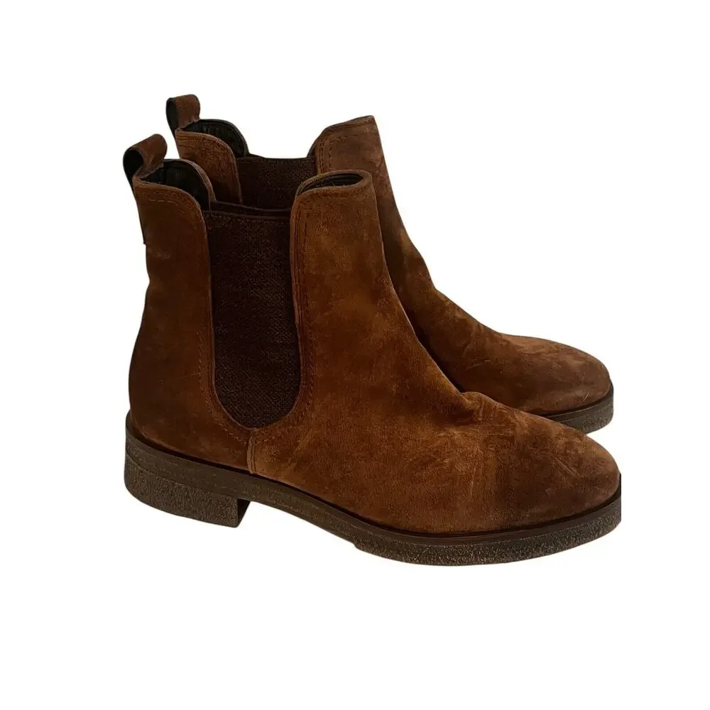 NEW Paul Green Sunny Chelsea Boots •US 7.5• Ankle Toffee Soft Suede Brown $585